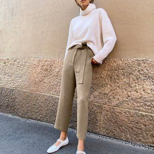 Aritzia Wilfred Sand Tie Front Pants